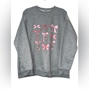 PINK BOW Gray Crewneck Sweatshirt Size XXL (Fits Like L/XL Women's)